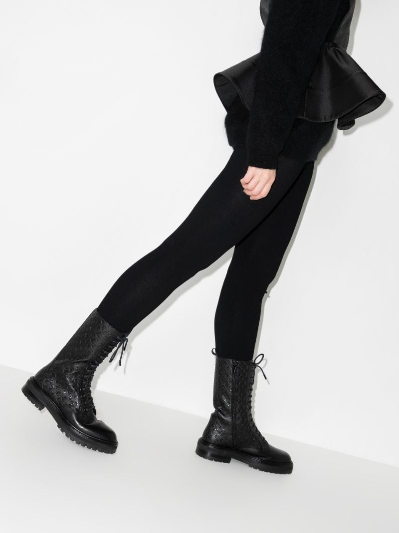 Black Cora Monogram Leather Boots