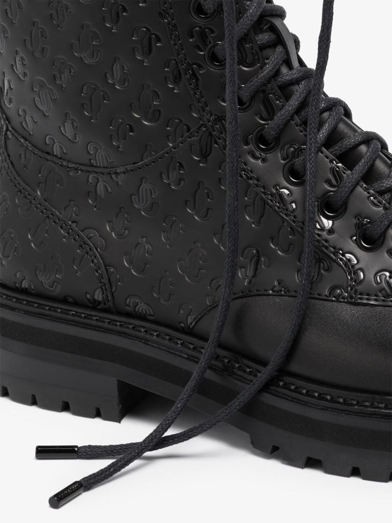 Black Cora Monogram Leather Boots