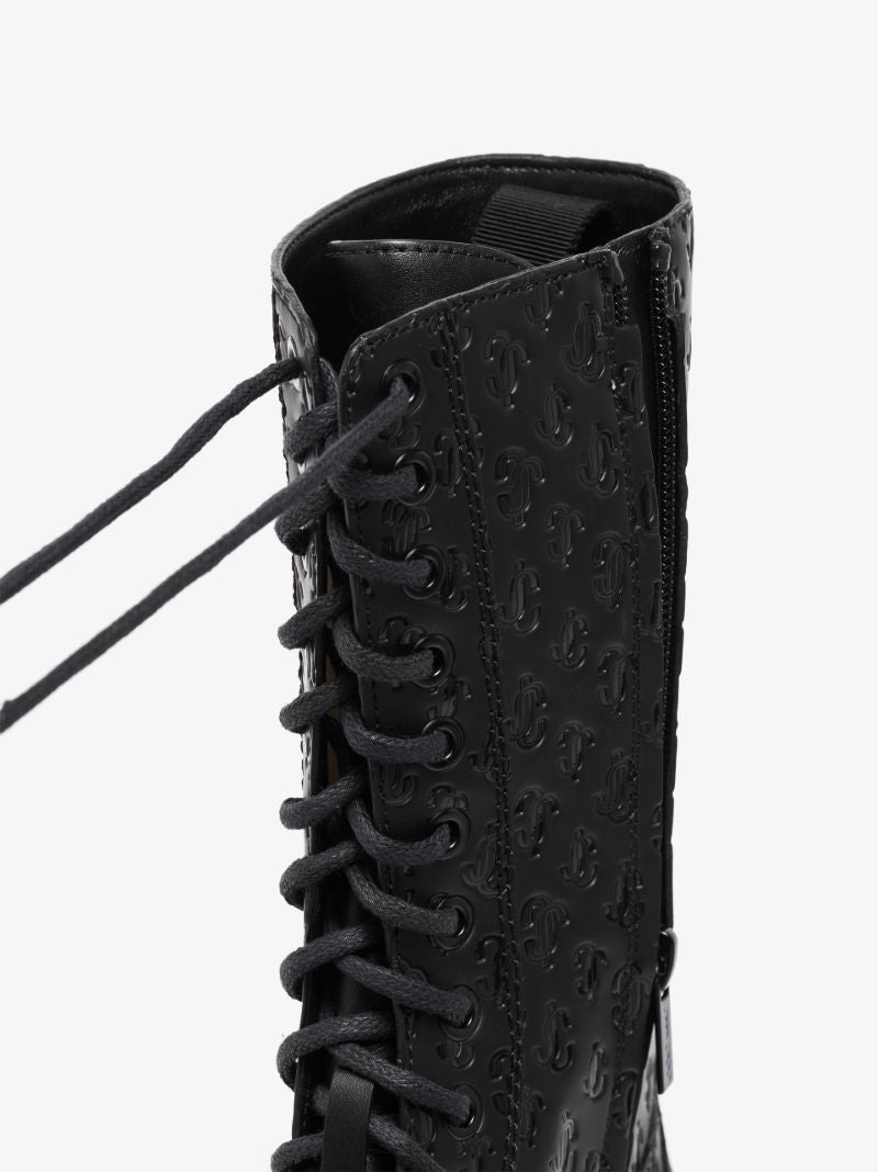 Black Cora Monogram Leather Boots