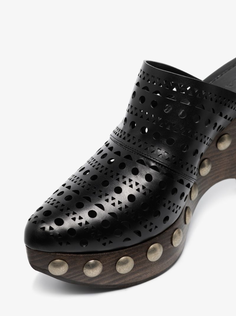 Black Le Sabot 100 Studded Leather Clogs