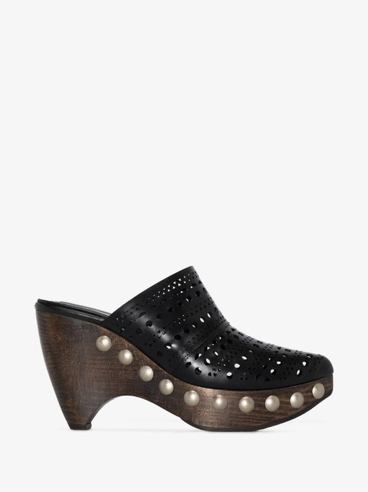 Black Le Sabot 100 Studded Leather Clogs