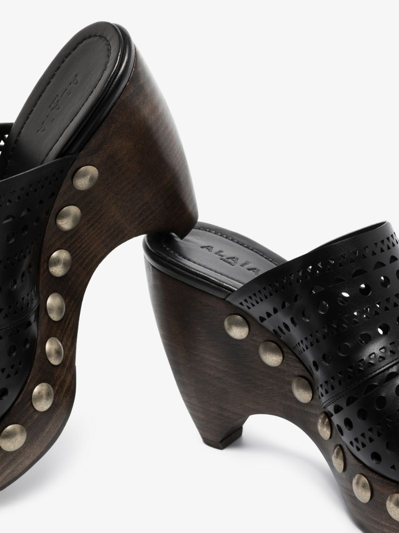 Black Le Sabot 100 Studded Leather Clogs