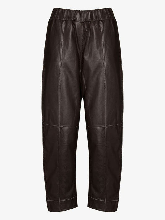 Barrel Leg Leather Trousers