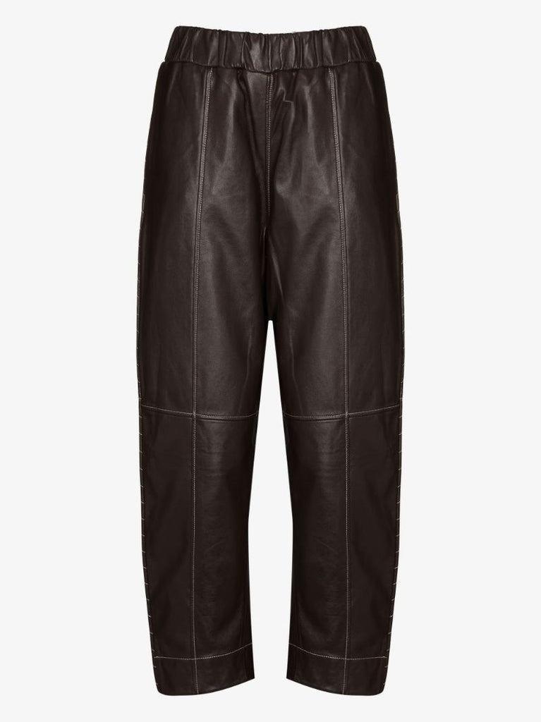 Barrel Leg Leather Trousers