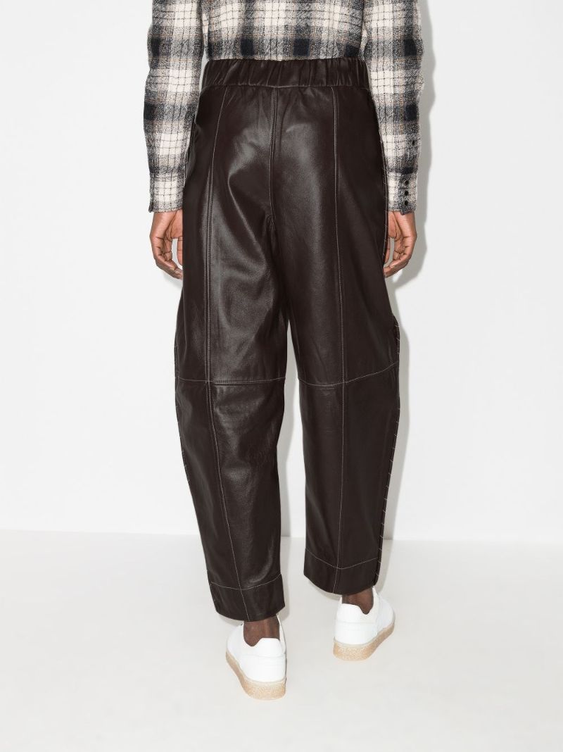 Barrel Leg Leather Trousers