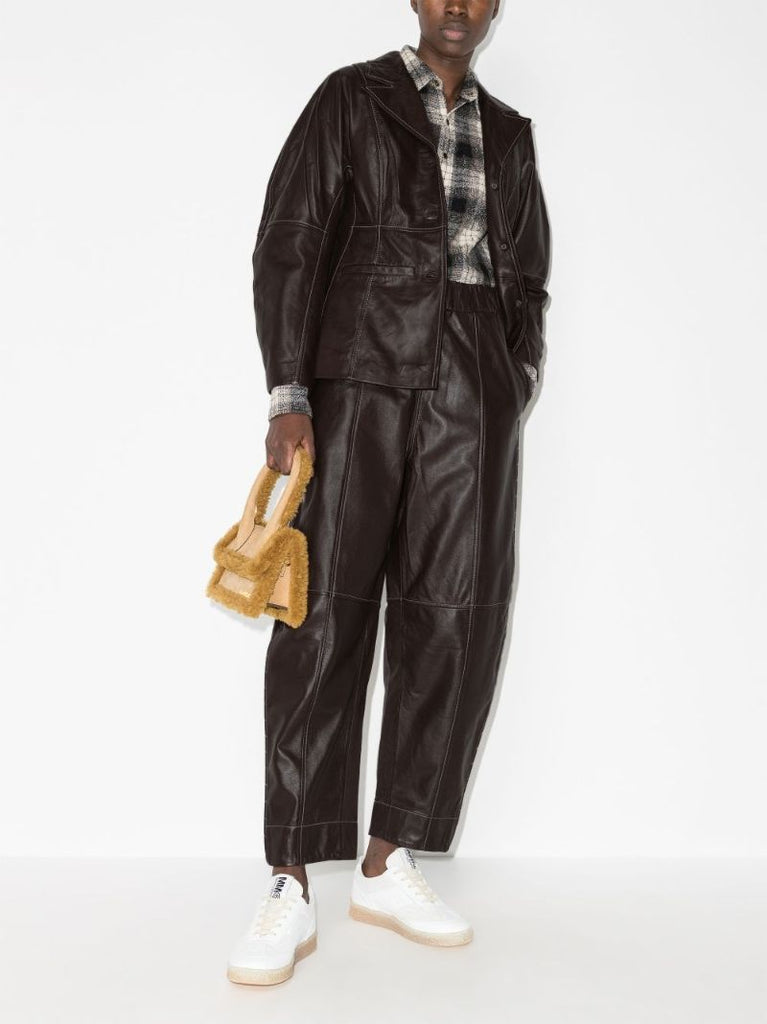 Barrel Leg Leather Trousers