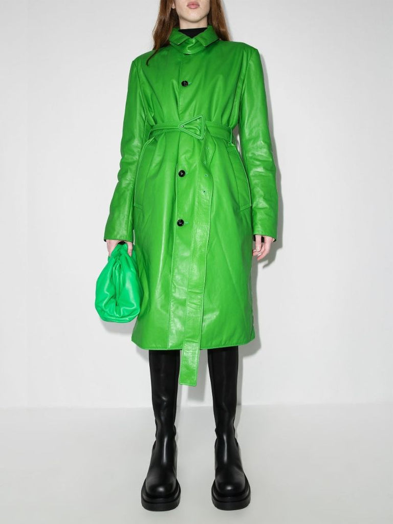 Green Leather Trench Coat