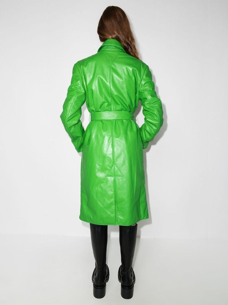Green Leather Trench Coat