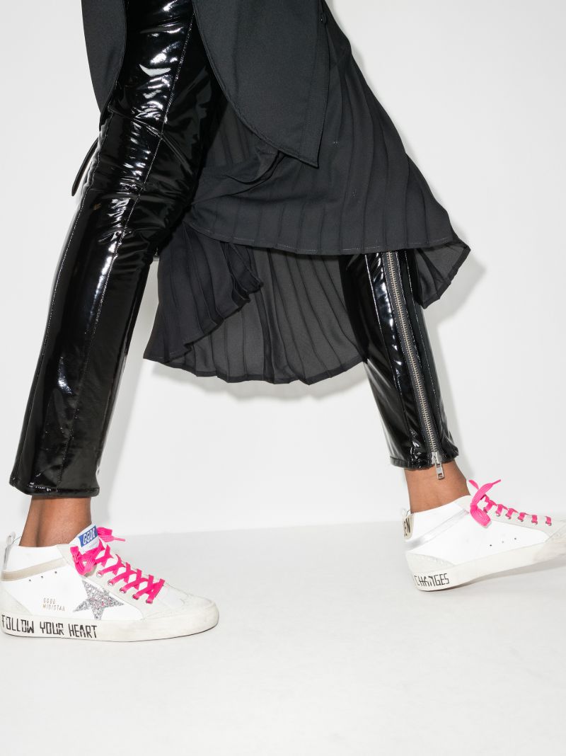 White Mid-star Slogan Leather Sneakers