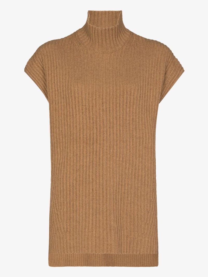 Ribbed Knit Wool Sweater Vest