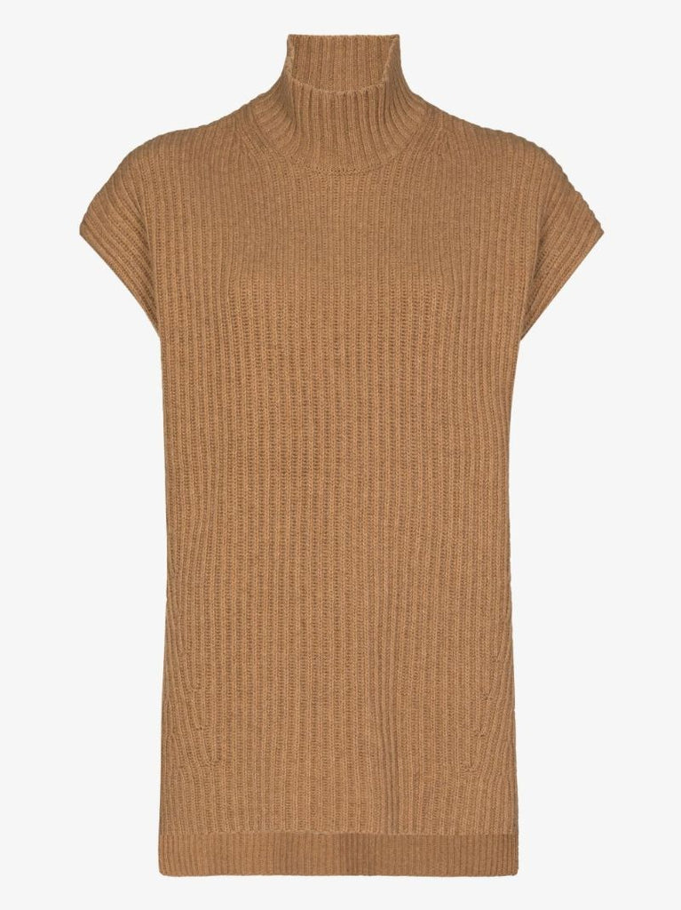 Ribbed Knit Wool Sweater Vest