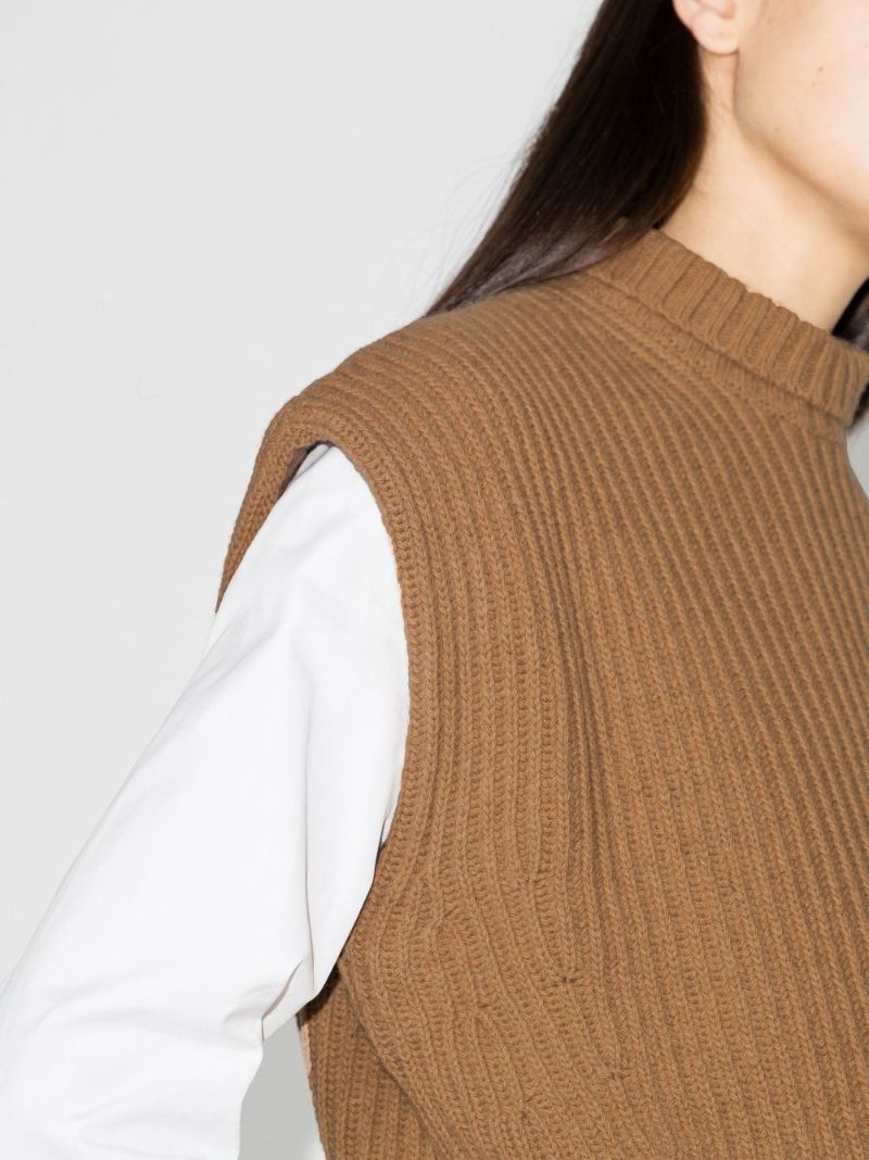 Ribbed Knit Wool Sweater Vest
