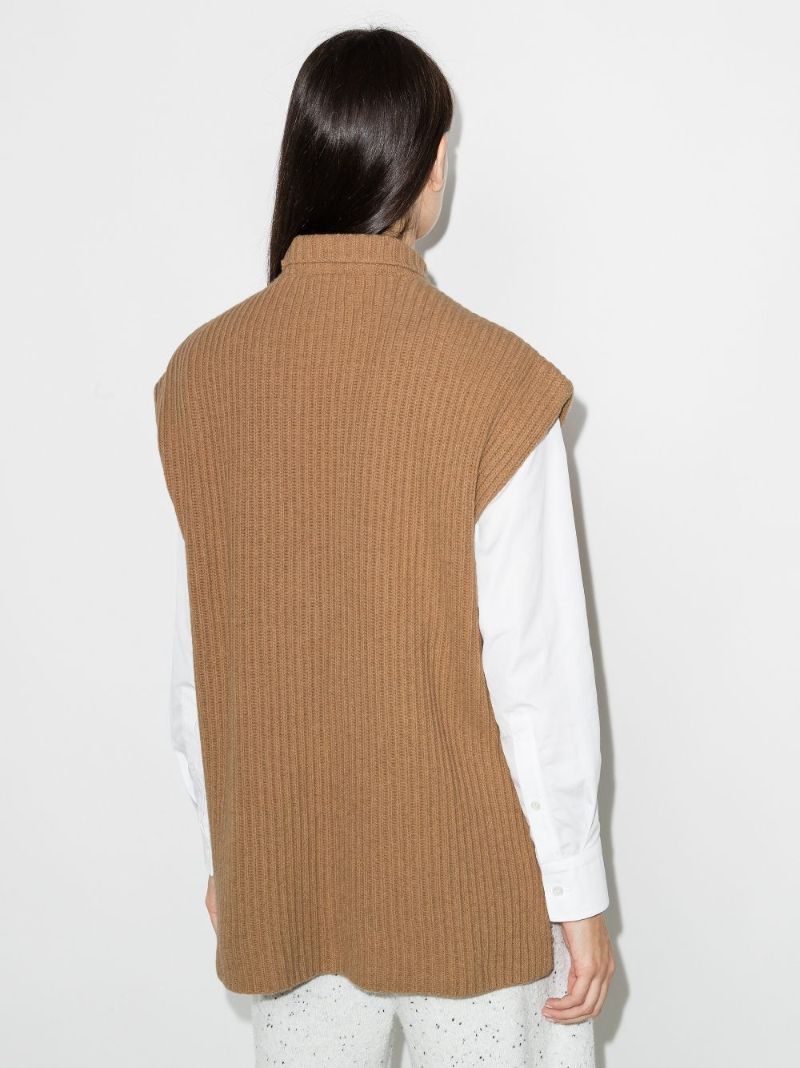 Ribbed Knit Wool Sweater Vest
