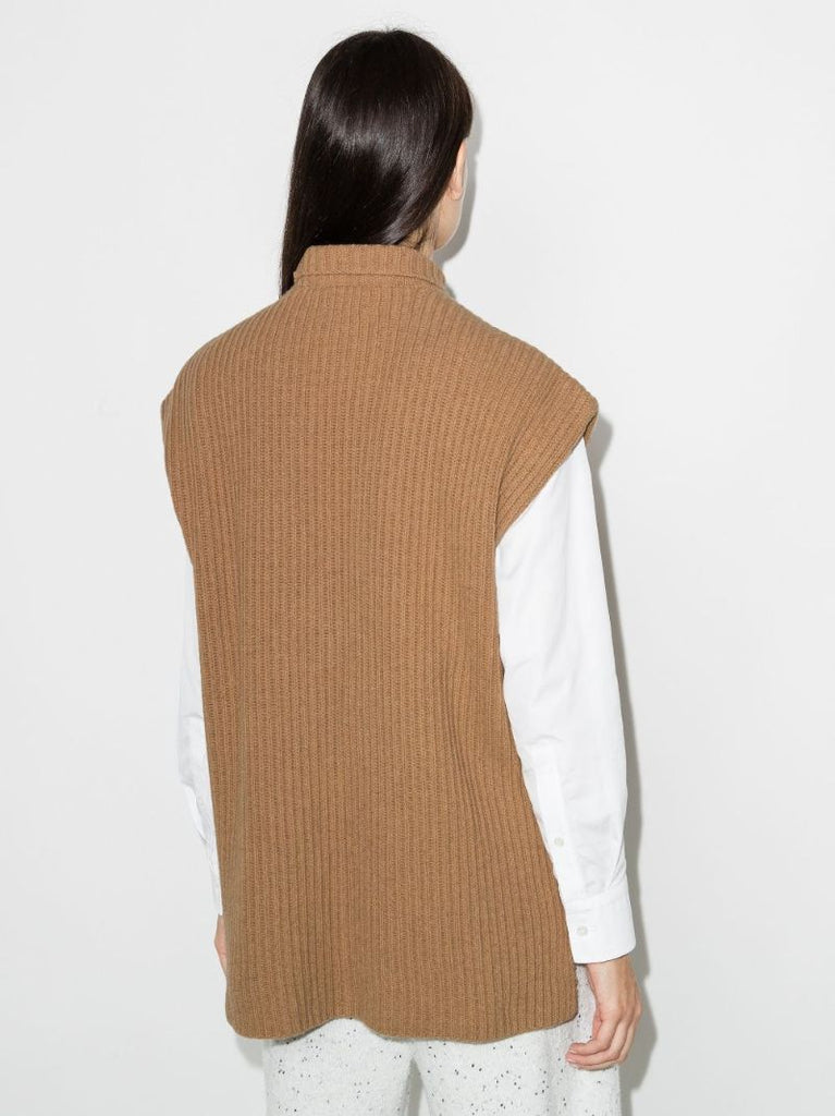 Ribbed Knit Wool Sweater Vest
