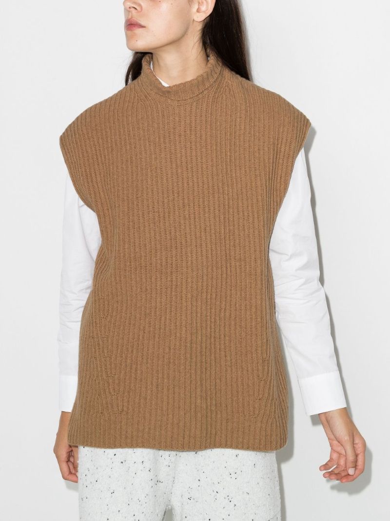 Ribbed Knit Wool Sweater Vest