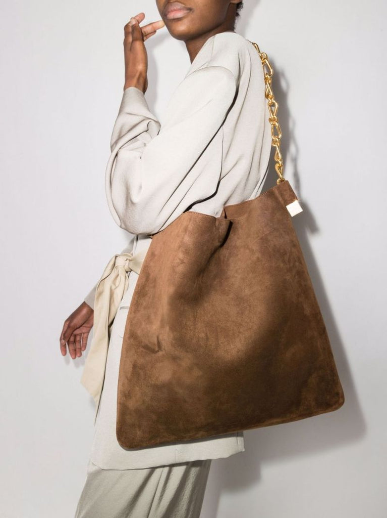 Brown the Dice Hobo Suede Shoulder Bag