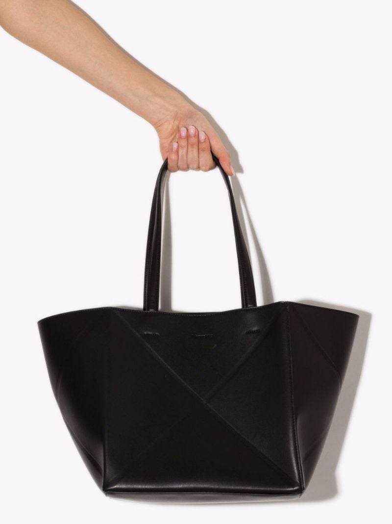 Black Origami Vegan Leather Tote Bag
