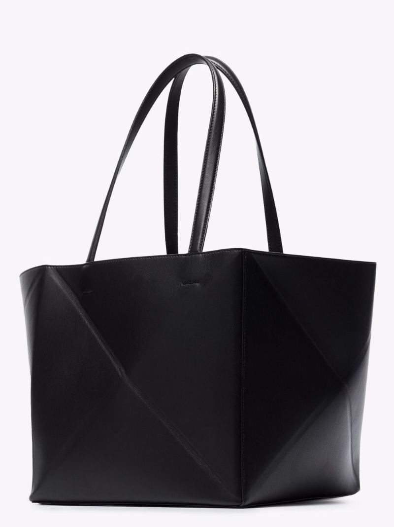 Black Origami Vegan Leather Tote Bag