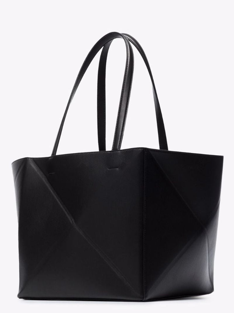 Black Origami Vegan Leather Tote Bag