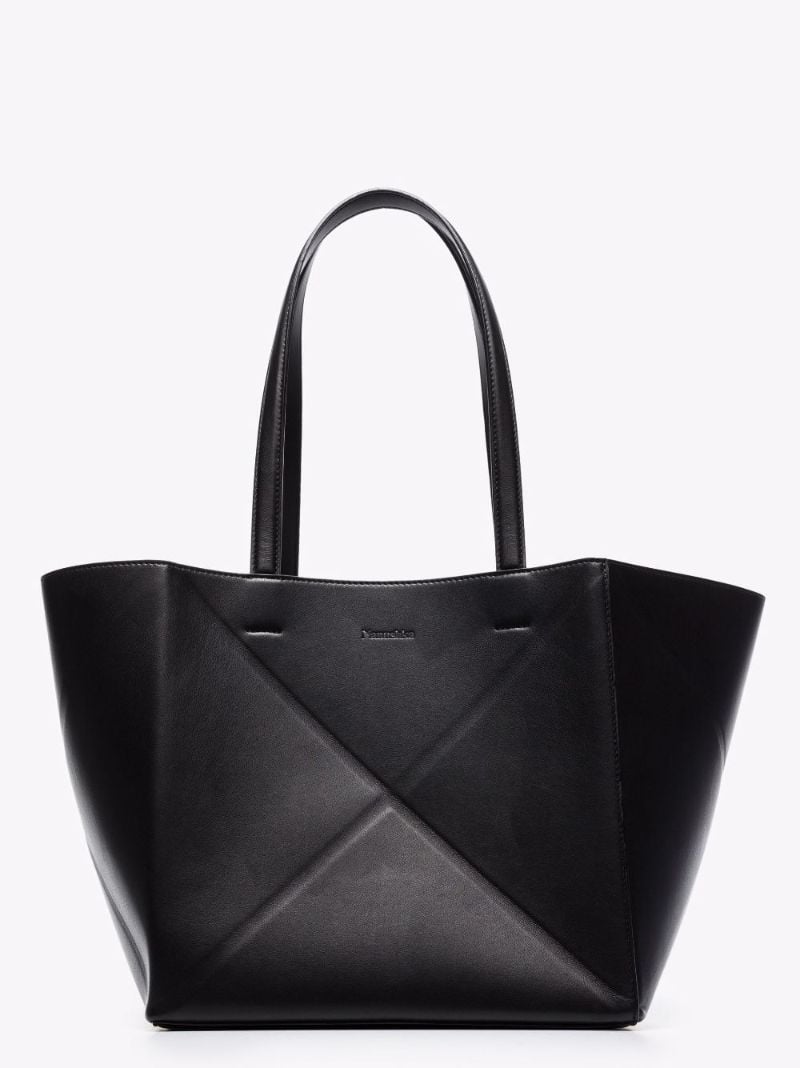 Black Origami Vegan Leather Tote Bag