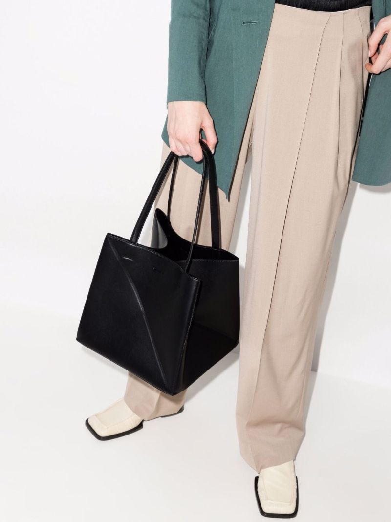 Black Origami Vegan Leather Tote Bag