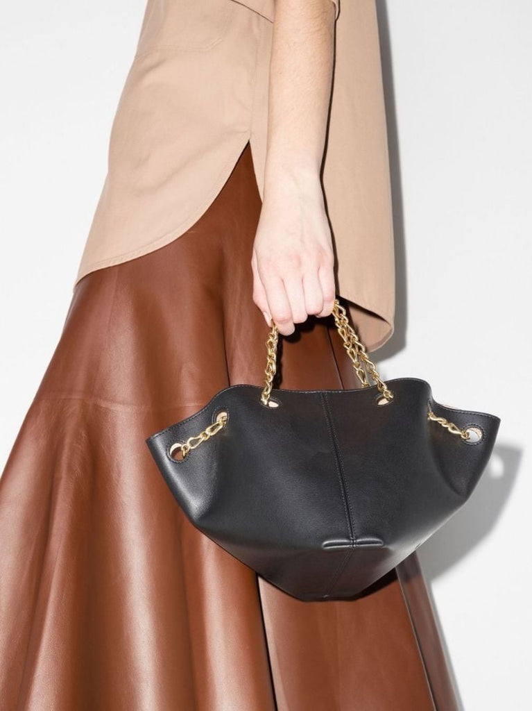 Black Gather Vegan Leather Bucket Bag