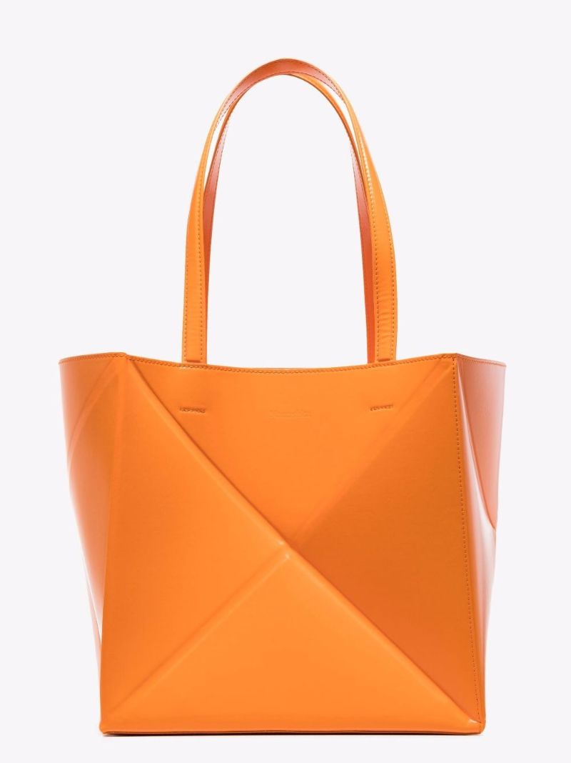 Orange Origami Vegan Leather Tote Bag