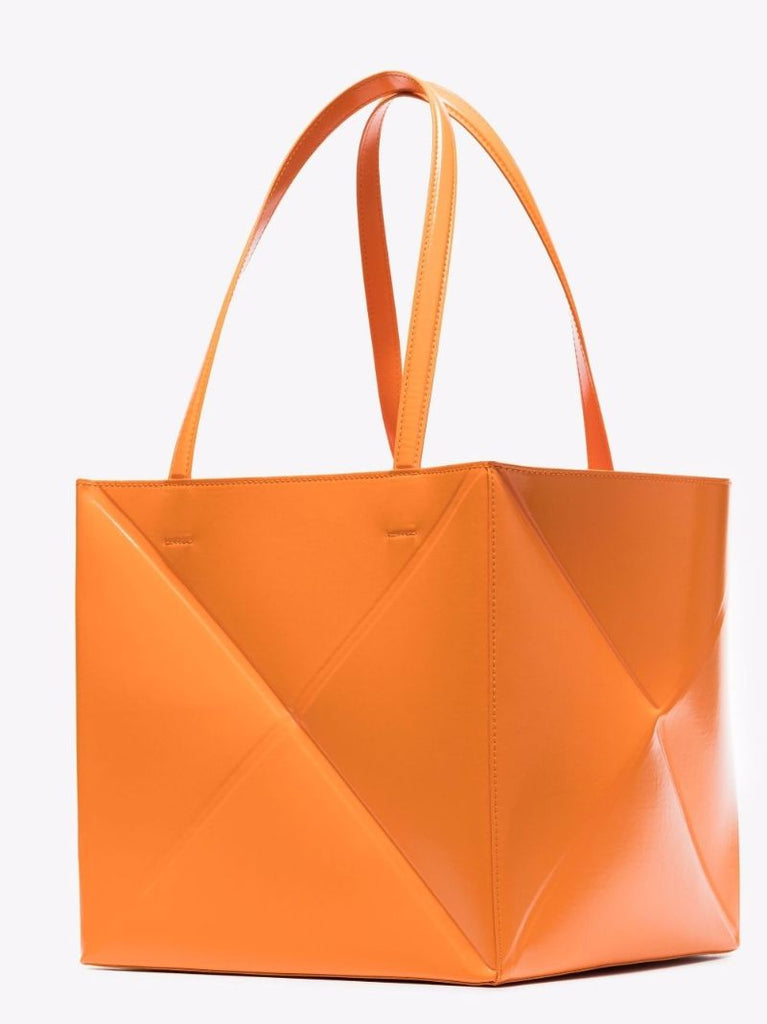 Orange Origami Vegan Leather Tote Bag