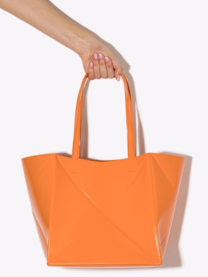 Orange Origami Vegan Leather Tote Bag