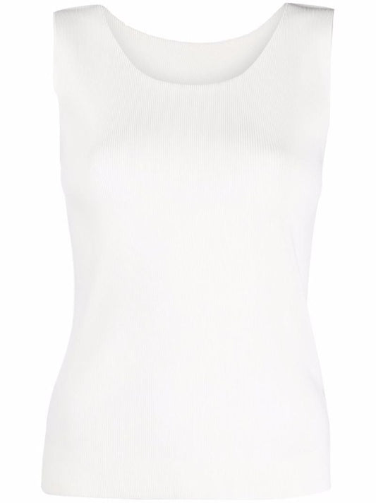 White Sleeveless Pleated Vest