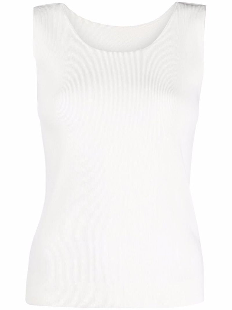White Sleeveless Pleated Vest