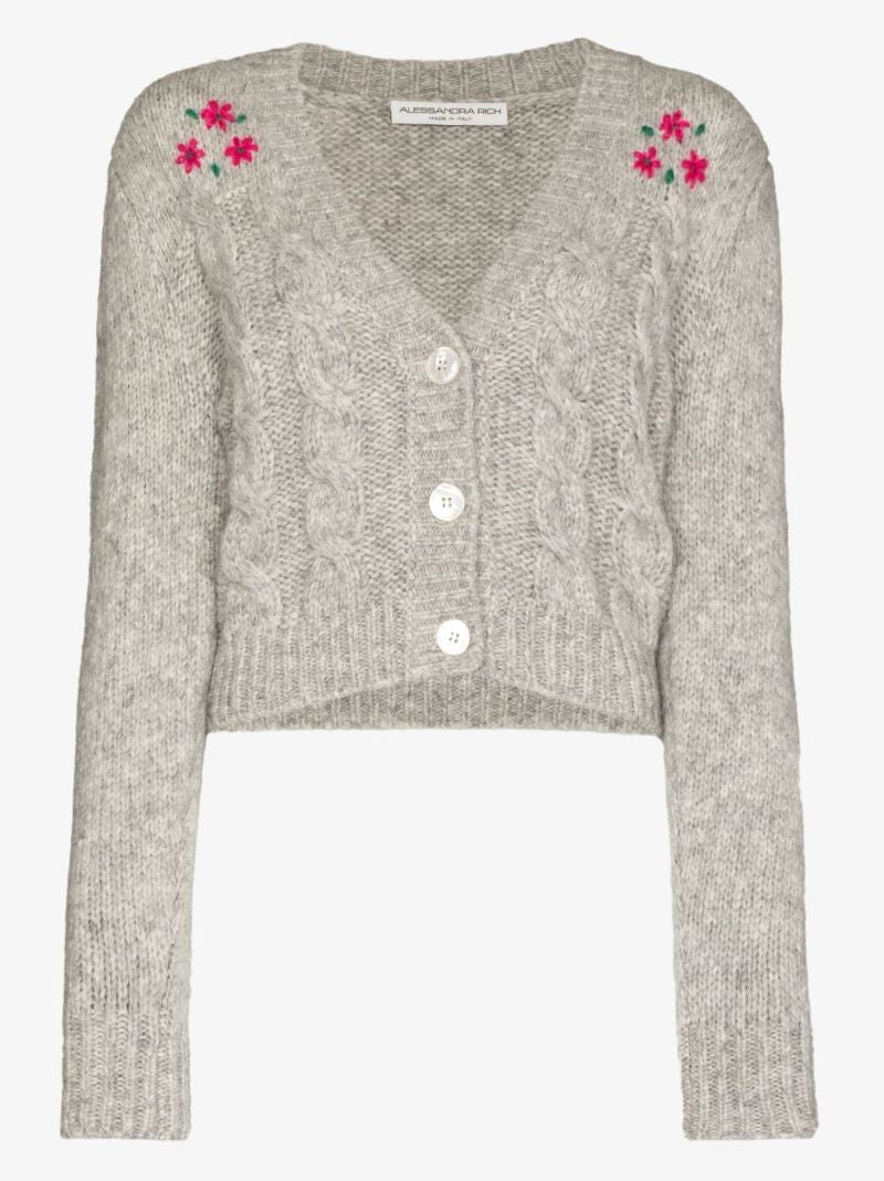 Embroidered Cropped Cardigan