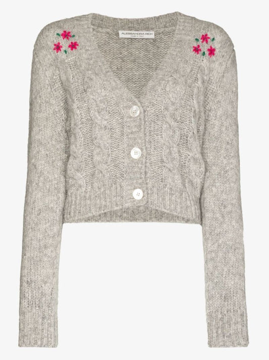 Embroidered Cropped Cardigan