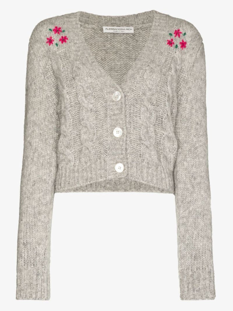 Embroidered Cropped Cardigan