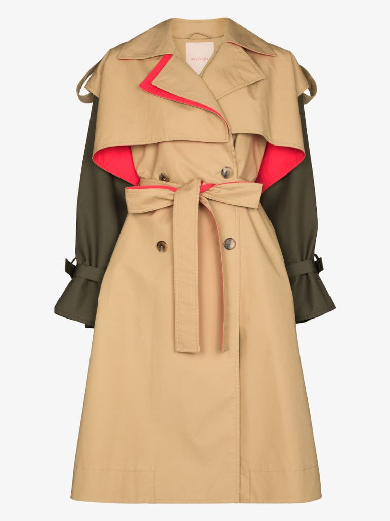 Azuma Colour Block Cotton Trench Coat