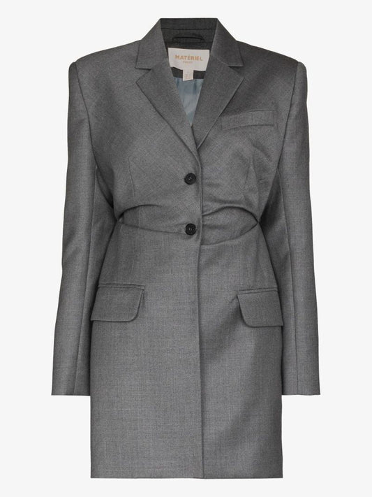Gathered Waist Longline Blazer