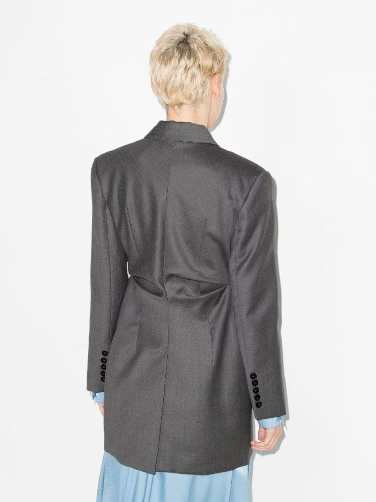Gathered Waist Longline Blazer