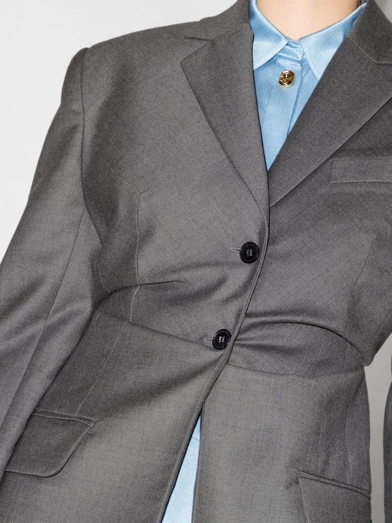 Gathered Waist Longline Blazer