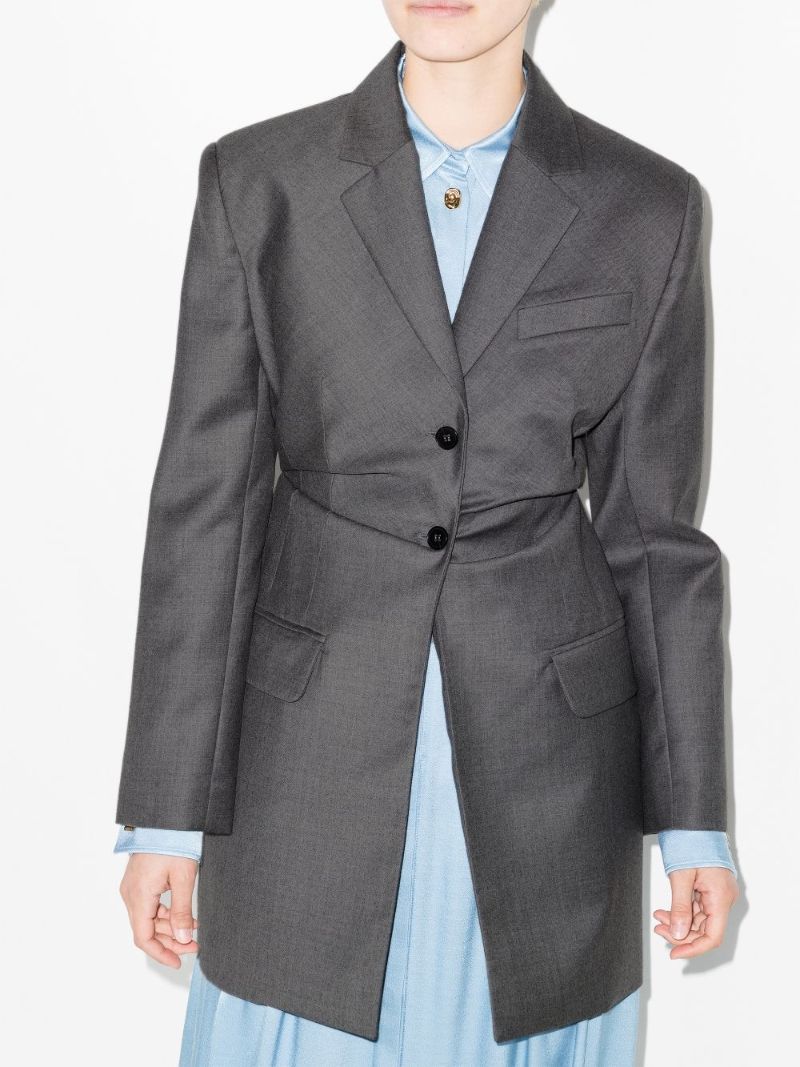 Gathered Waist Longline Blazer