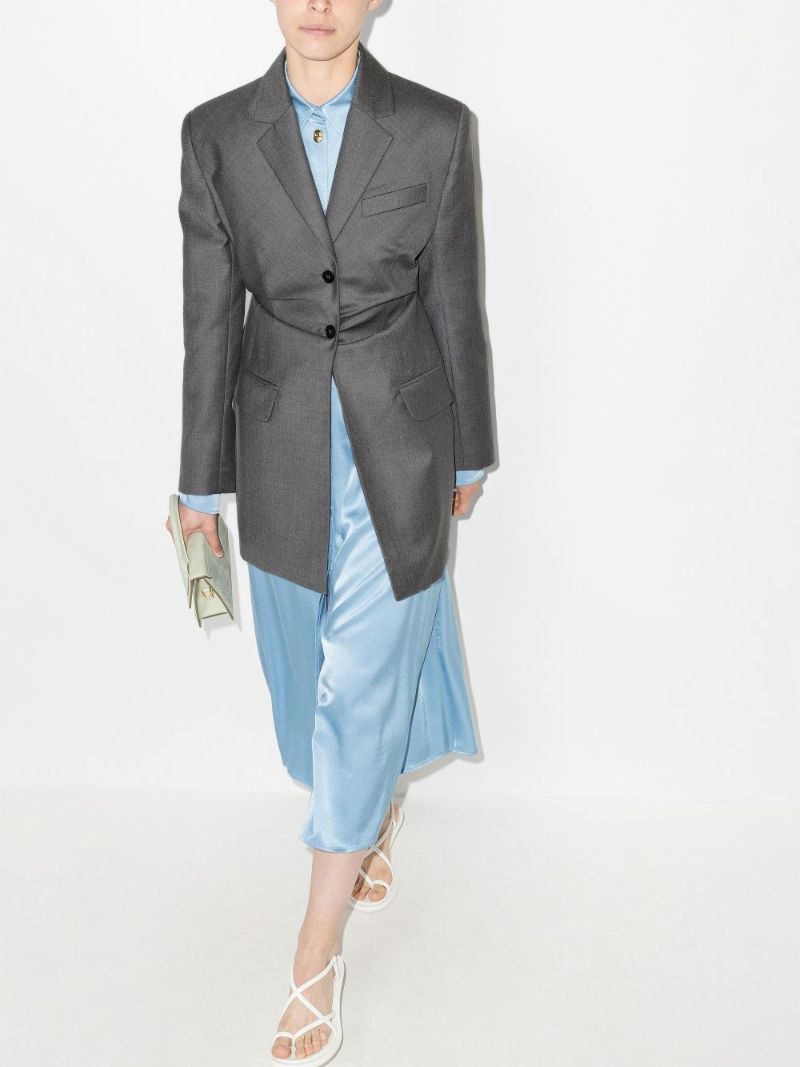 Gathered Waist Longline Blazer