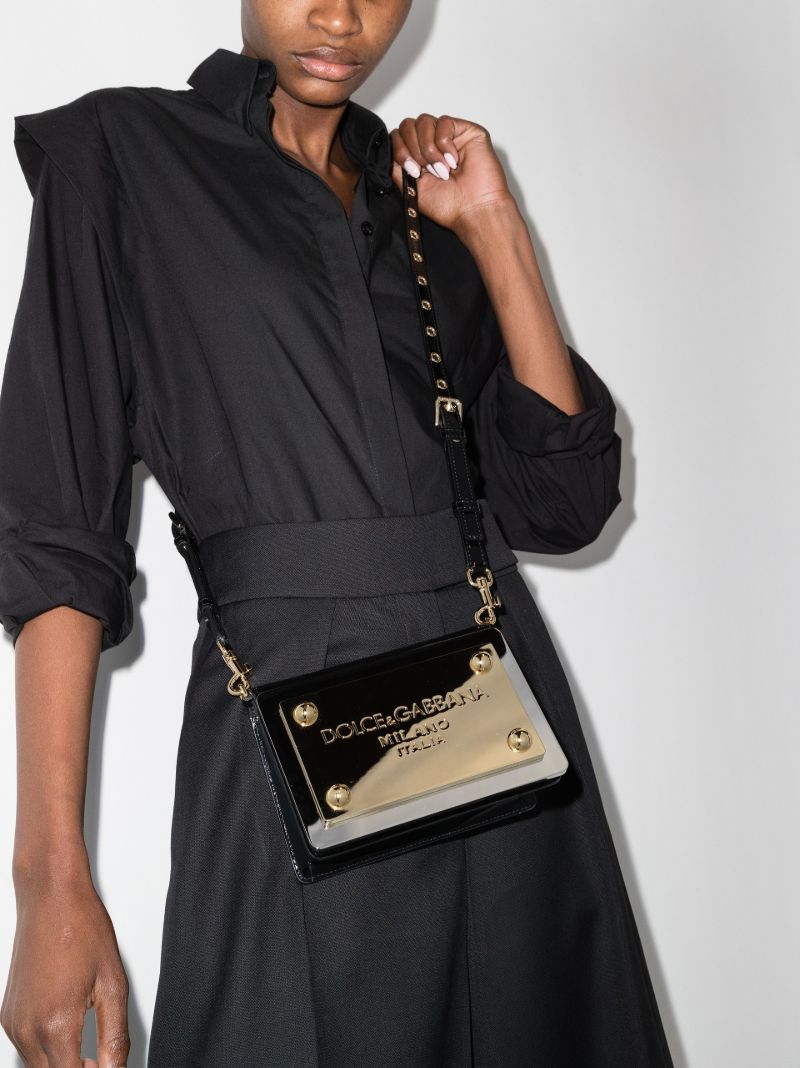Black Sicily Logo Plaque Shoulder Bag