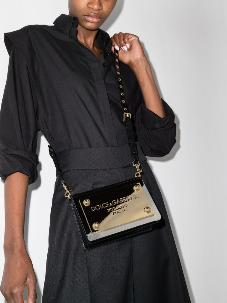 Black Sicily Logo Plaque Shoulder Bag