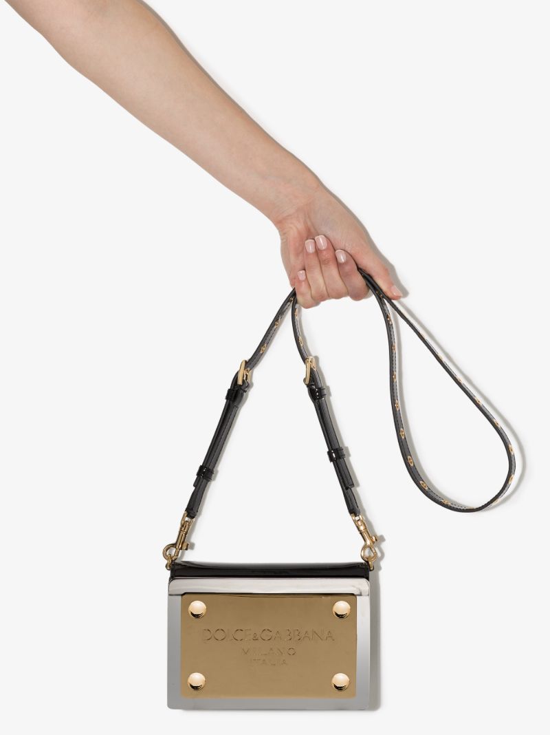 Black Sicily Logo Plaque Shoulder Bag