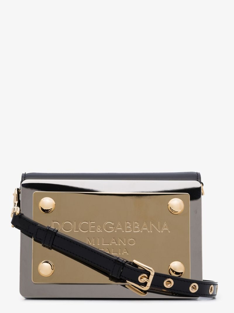 Black Sicily Logo Plaque Shoulder Bag