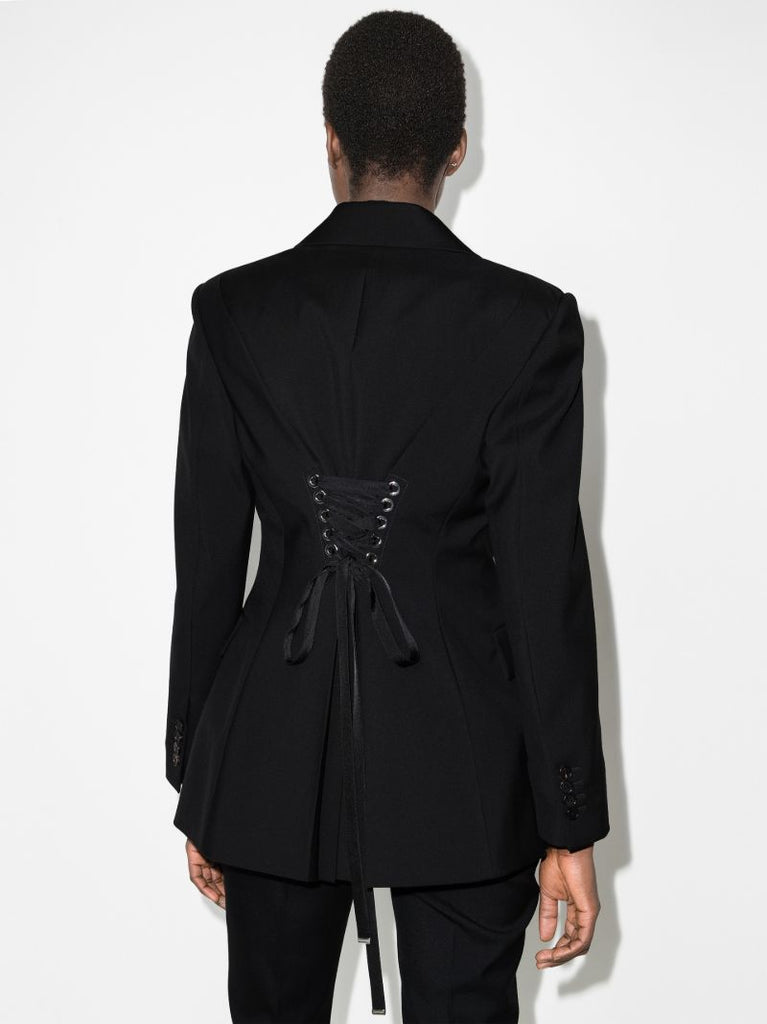 Corset Detail Single-breasted Blazer