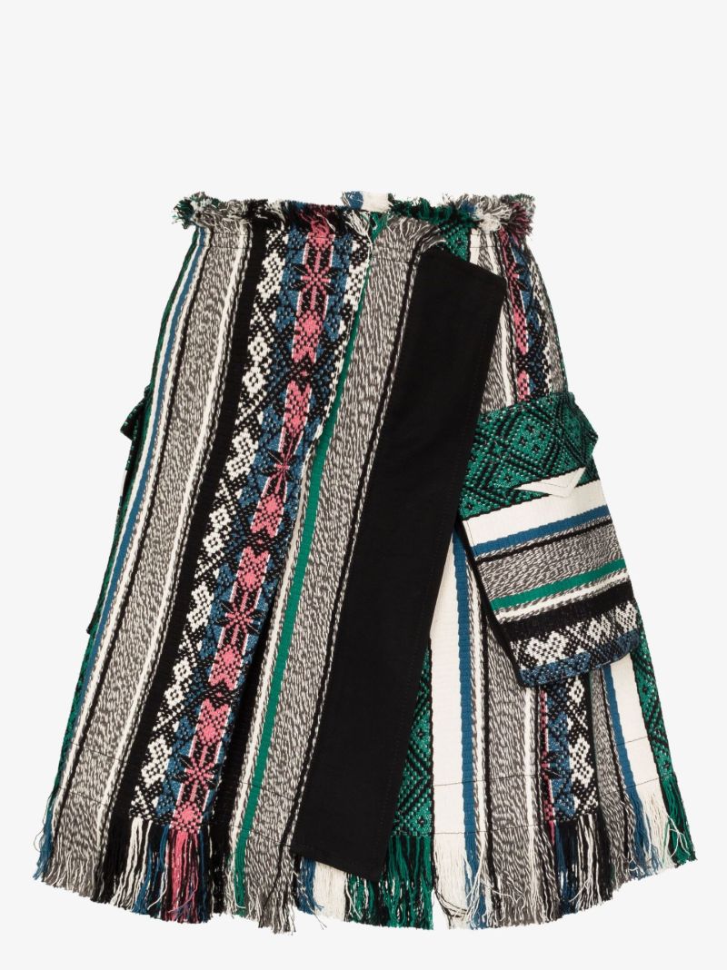 Fringed Jacquard Wrap Skirt