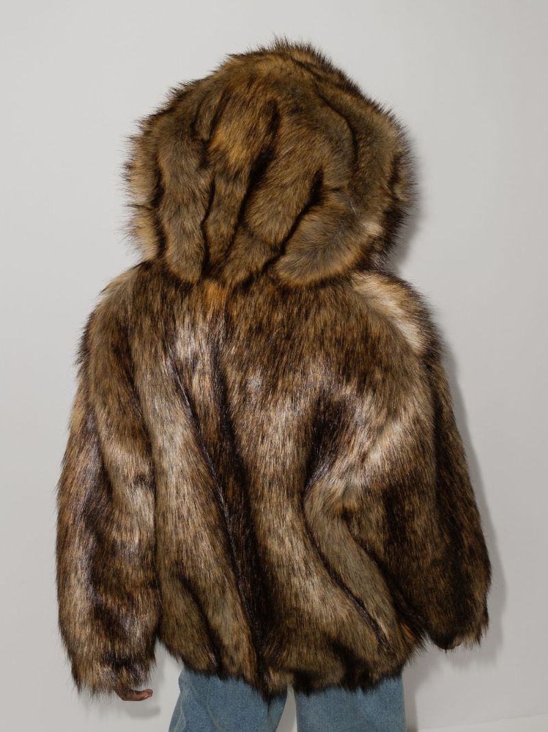Hooded Faux Fur Jacket