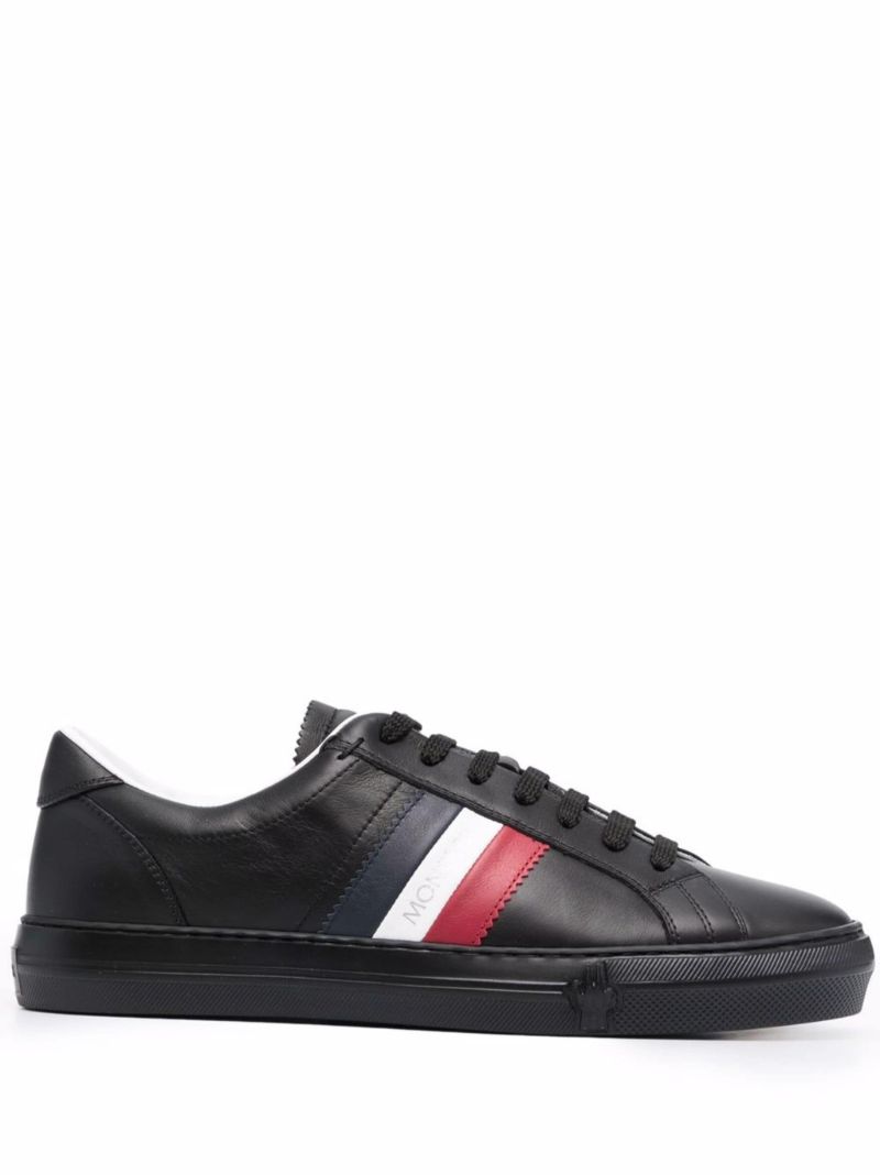 Black New Monaco Tricolour Stripe Leather Sneakers