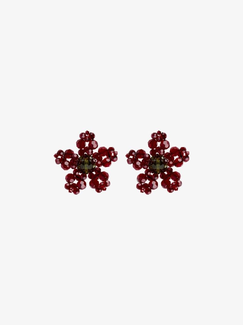 Gold-plated Crystal Flower Stud Earrings
