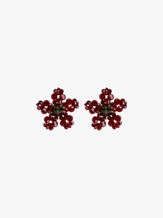 Gold-plated Crystal Flower Stud Earrings